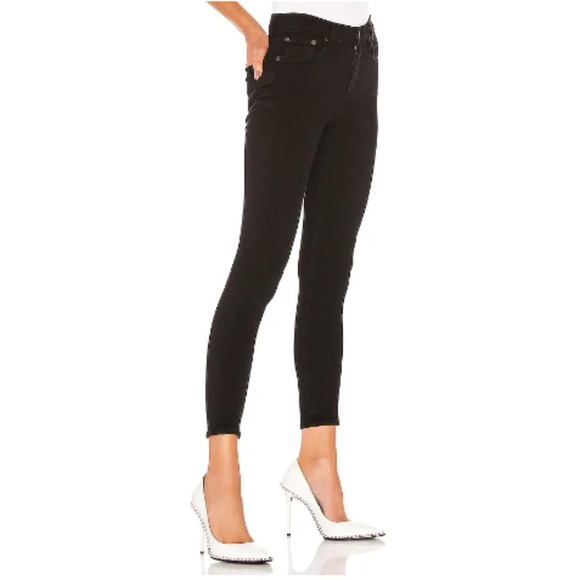 Agolde Black Sane Mid Rise Button Fly Denim Ankle Skinny Jeans Size 28 - Picture 3 of 9